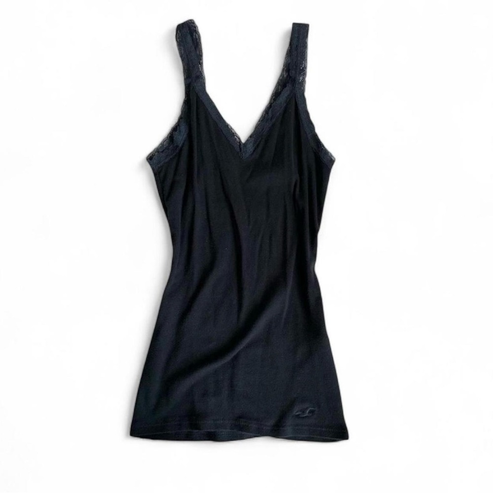 Navy Lace Trim 2000s Y2K vintage Tank Top